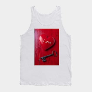 Red Stone Love Heart With Skeleton Keep Tank Top